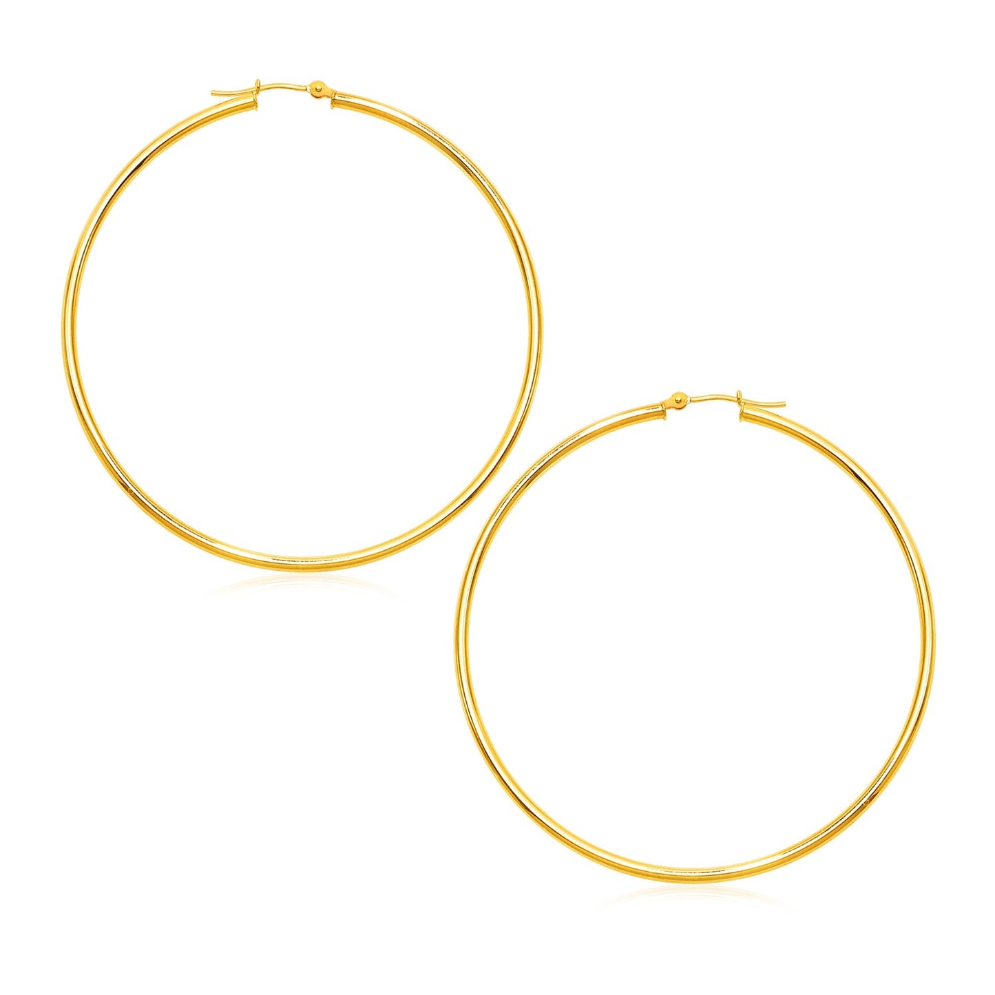 14k Yellow Gold Polished Large Round Hoop Earrings