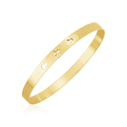 14k Yellow Gold High Polish Keyhole Clasp Bangle